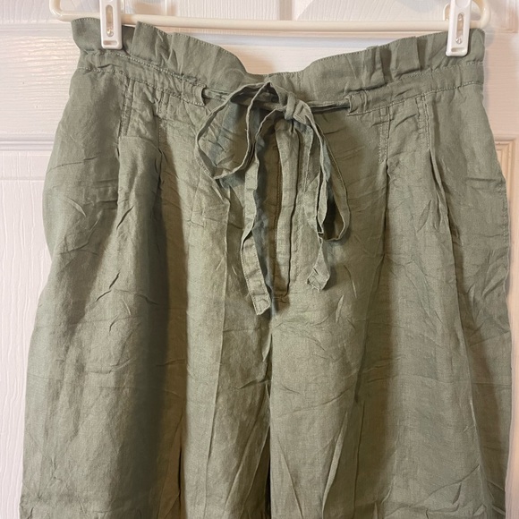Magaschoni 100% linen cropped paperbag pants - Picture 3 of 8